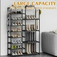 thumbnail image 5 of Tall Garage Shoe Rack Large Capacity,Two Rows Versatile Hooks Storage Boot Shelf Black 24-35 Pairs, 5 of 6