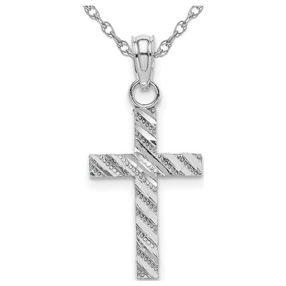 Gem & Harmony 10K White Gold Cross Pendant Necklace with Chain for Women