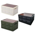 thumbnail image 2 of 56L Foldable Camping Storage Box Foldable Plastic Storage Box with Wooden Lid, Suitable for Outdoor Picnics, 2 of 8