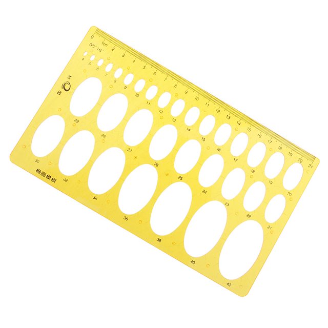 Regla de plantilla de dibujo de geometría de plástico amarillo, plantilla de laboratorio, herramientas de medición, regla, suministros escolares de of Soledad Regla de la plantilla de dibujo