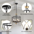 thumbnail image 3 of 4-Light Candle Chandelier Vintage Hanging Lamp for Living Room for Bedroom Hallway Kitchen Dining Room Foyer Matte Black E12 Socket, 3 of 8
