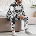 thumbnail image 7 of Sikiie Skull and palm leaves Mens Pajama Set, Soft Warm Long Sleeve Sleepwear, Cozy Button-Down Pjs for Men-Medium, 7 of 7