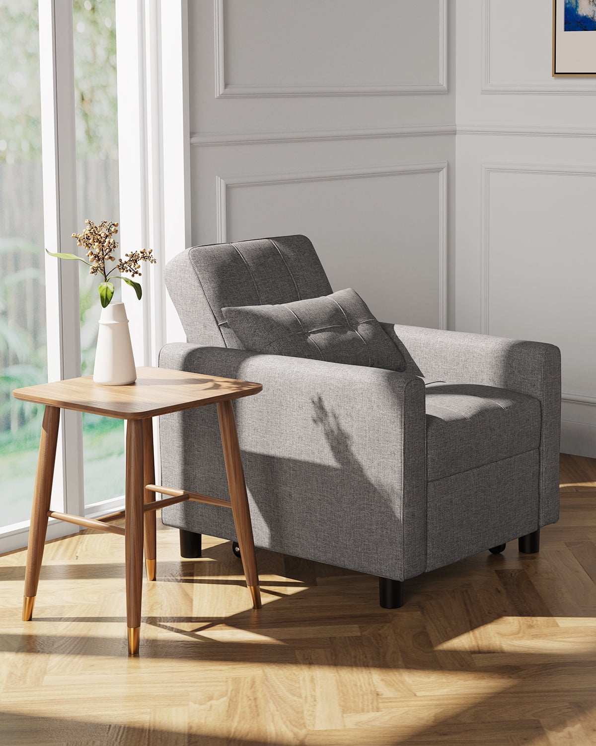 Aiho 3 in 1 Convertible Futon Sofa Bed, Folding Sleeper Chair with Adjustable Backrest, Perfect for Living Room, Small Spaces, Light Gray
