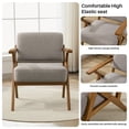 thumbnail image 4 of JURANYAZHU Mid-Century Modern Accent Chair Solid Wood Frame Armchair Comfortable Reading Chair Linen Fabric for Bedroom, Living Room, and Study Room,Gray, 4 of 6