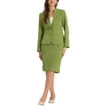 thumbnail image 1 of Conjuntos de falda INSPIRE CHIC para mujer, traje sin cuello, blazer y faldas lápiz, 2 piezas, atuendos elegantes, XS, verde oliva, 1 of 6