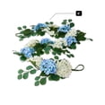 thumbnail image 3 of 6FT Spring Summer Flower Garland for Mantle,Blue White Hydrangeas Floral Garland with Eucalyptus Leaves White Arch Flower Vine for Home Table Centrepiece Stairs Wedding Party Decorations,1PC, 3 of 6