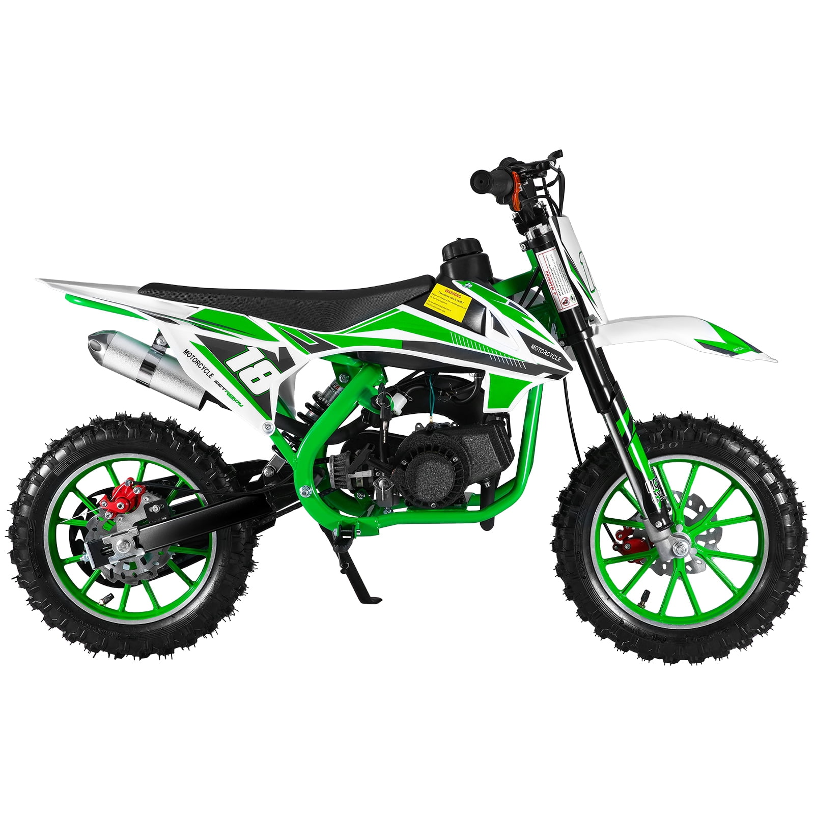 WETS 49cc 2-Stroke Kids Dirt Bike, Gas Power Motocross, Off Road Mini Motorcycle, Pocket Motorbike with Front Rear Disc Brakes (Green)