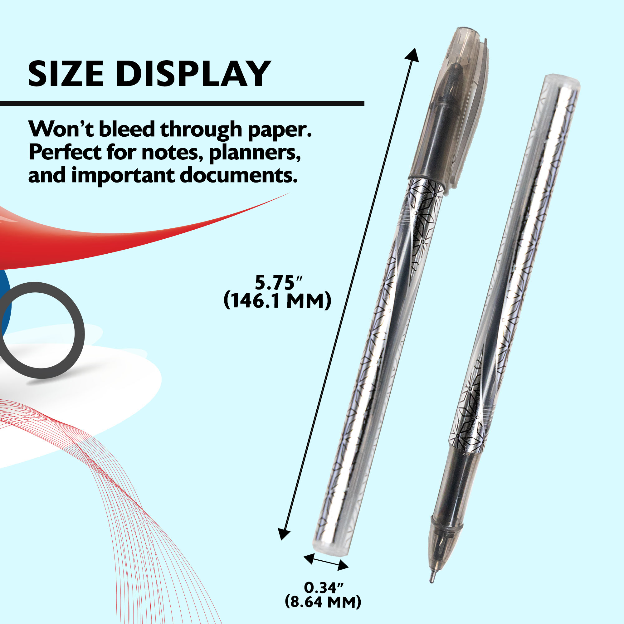 BAZIC GeLuxe Gel Ink Roller Pen, Assorted Colors, 1.0 mm Medium Point (6/Pack), 1-Pack