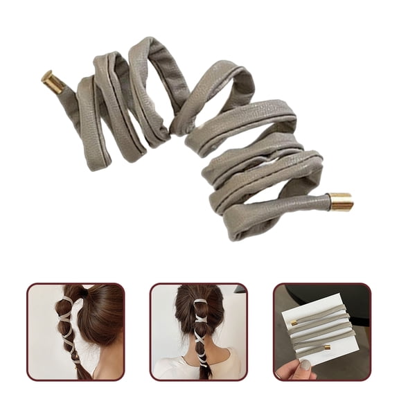 BESTYASH 3Pcs PU Grey Ponytail Hair Tie Designed for Secure Comfortable Hold and Hair Styling Decor