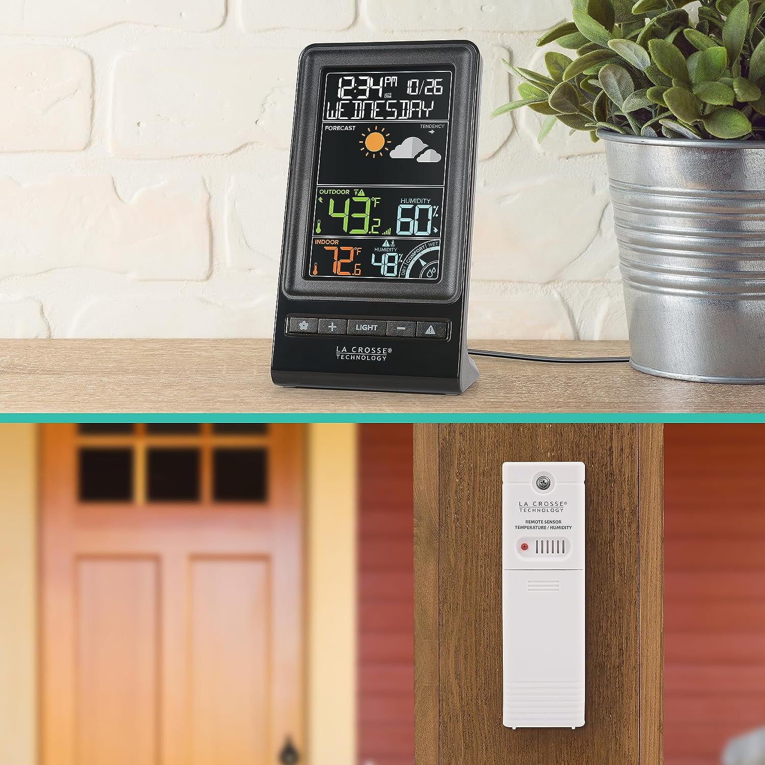 La Crosse Technology Black Digital Multi-Color LCD Wireless Weather Station, 308-1415C