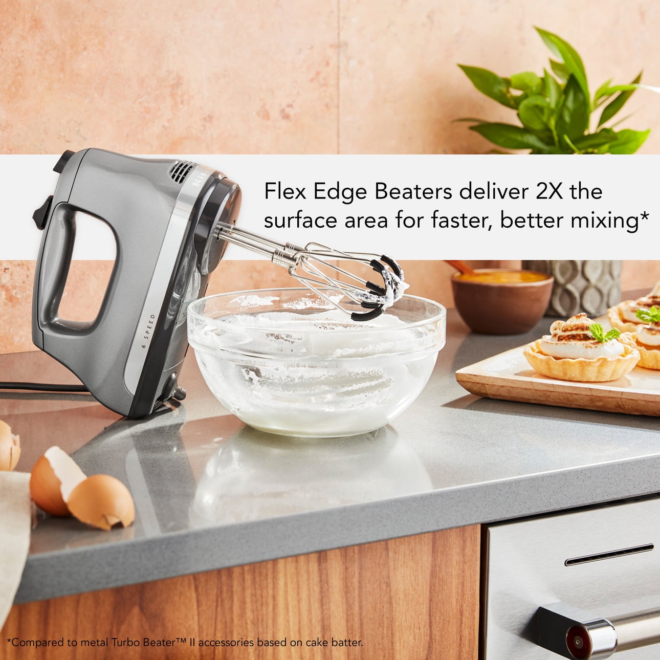 KitchenAid 6 Speed Hand Mixer with Flex Edge Beaters KHM6118 Contour Silver  KHM6118CU - Best Buy
