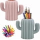thumbnail image 1 of 2 Pieces Pen Pencil Pot Holder, Stationery Storage Pen Container, Cactus Shape Desk Pen Holder Stand(Pink, Green), 1 of 5