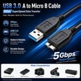 thumbnail image 2 of 1.6FT USB 3.0 A to Micro B Cable, 5Gbps High Speed Data Transfer Cord for External Hard Drive HDD SSD, Portable Hard Disk Box, DSLR Camera, Compatible with WD Seagate Toshiba Samsung External Drives, 2 of 8