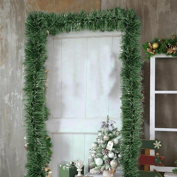 2PCS 50 Ft Green Garland Christmas Decorations,Christmas Faux Garland for Outdoor Indoor Holiday Decor Quality Home Garden Artificial Greenery,Novelty Wreath Flame Retardant