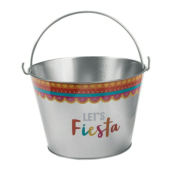 Fiesta Metal Pail Large - Party Supplies - 3 Pieces