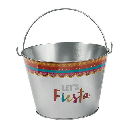 Fiesta Metal Pail Large - Party Supplies - 3 Pieces
