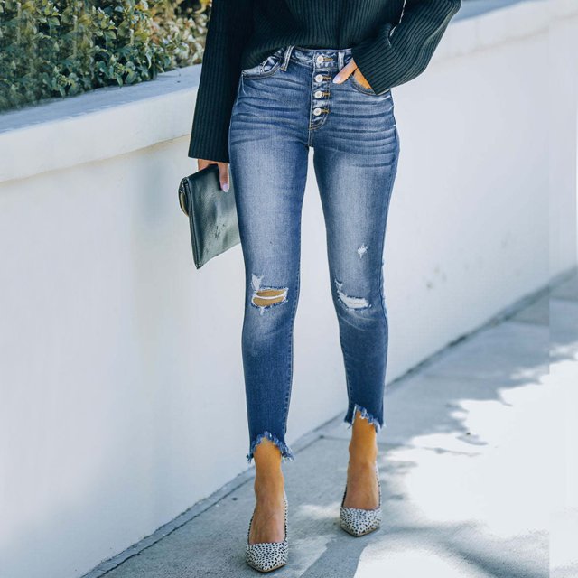 WILLBEST Jeans Mujer Pantalones Vaqueros Clásicos de Cintura Media para Mujer, Casuales, Cómodos y Elásticos Con Bolsillos para Uso Diario. Grande