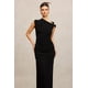 thumbnail image 2 of Vestido Jikisy sin mangas con pliegues asimétricos maxi negro, 2 of 6