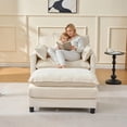 thumbnail image 4 of Lovableguy Modern Oversized Accent Chair with Ottoman,Chenille Deep Seat Upholstered Armchair,Comfy Single Sofa Couch for Living Room Bedroom Office Apartment,Beige, 4 of 7