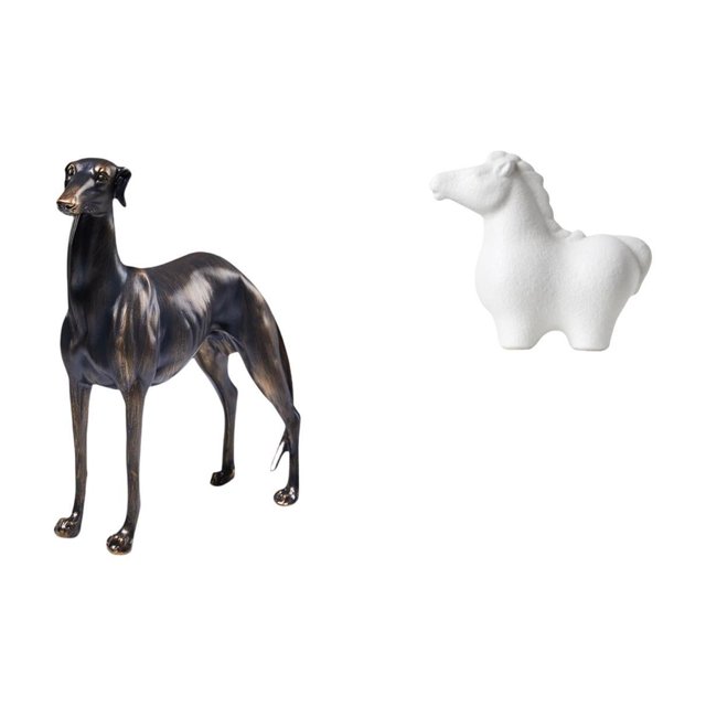 Estatua de perro de resina, figura de animal, escultura de , adorno coleccionable hecho de resina y cerámica con detalles realistas, adecuado par