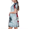thumbnail image 2 of Fotbe Circular Lighthouse Vestido Largo de Moda para Mujer, Vestido Tipo Camiseta con Manga Corta y Estilo Casual a Rayas y Bloques de Color, 2 of 6
