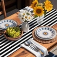 Classic Black and White Stripes Table Runner, Cotton Linen Table Cloth ...