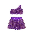 thumbnail image 3 of Alvivi Girls Hip Hop Jazz Modern Dance Outfit Sequins Dancewear Stage Performance Costume Purple 16, 3 of 5