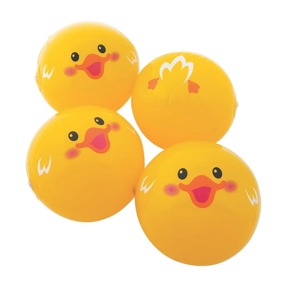 Fun Express - Duck Beach Balls - Toys - Inflates - Inflatable Characters - 12 Pieces