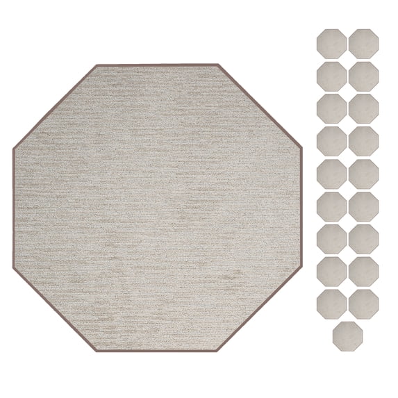 Furnish My Place Abstract Contemporary Stripes Modern Plush Two Tone High Low Pattern Rug, Abstract Area Rug, Pet-Friendly Carpet, Made in USA - Easy Fit Beige, 3' Octagon - Set of 3