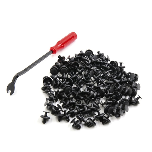 100Pcs 7mm Grapas Plástico Negro Remache de paragolpes guardabarros