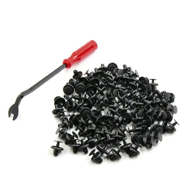 100Pcs 7mm Grapas Plástico Negro Remache de paragolpes guardabarros