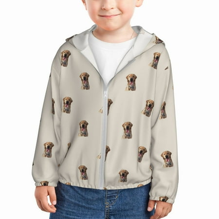 

Vsdgher Labrador Retriever Dog Kids Sun Protection Hoodie with Zip Rash Guard Tops Children s Long Sleeve Sun Protection Clothing -
