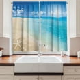 thumbnail image 2 of Ambesonne Beach Kitchen Curtains, Sunny Seashore and Shells, 55"x39", Aqua Cream Blue, 2 of 3