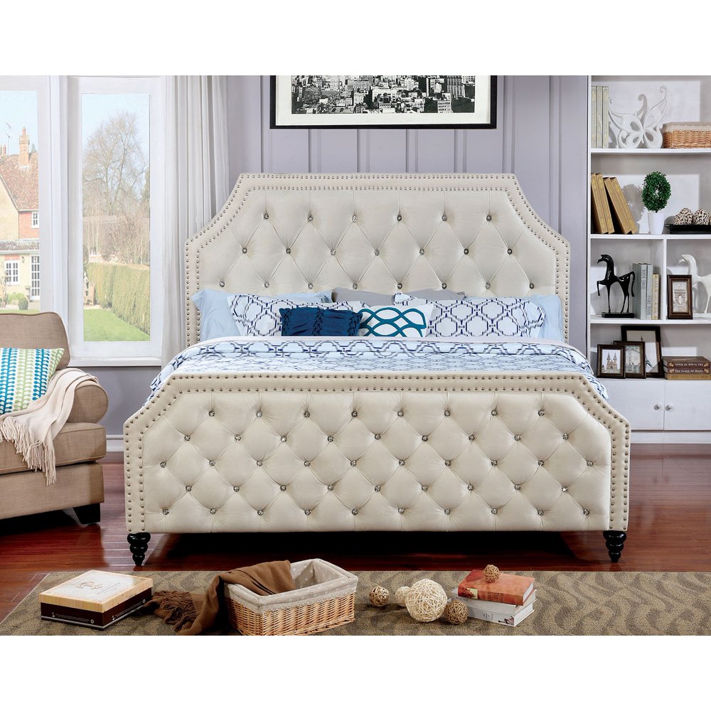 Classic Contemporary Beautiful California King Size Bed Beige