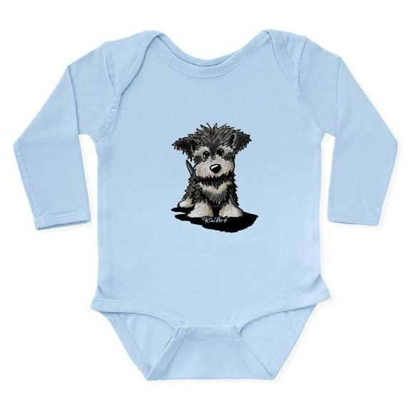 CafePress - Kiniart Schnauzer Pup Long Sleeve Infant Bodysuit - Long Sleeve Cotton Baby Bodysuit