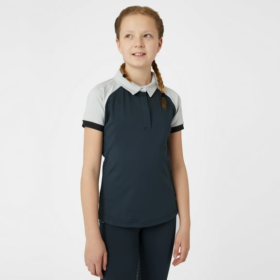 HORZE Laura Kids' Equestrian Moisture Wicking Short Sleeve Training Shirt with Mesh