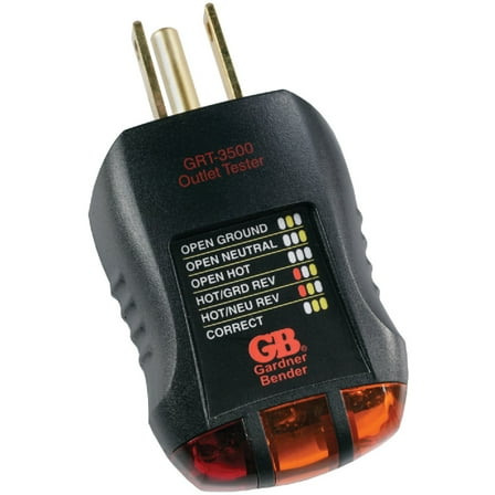 Gardner Bender GRT-3500 Outlet Receptacle Tester and Circuit Analyzer, 120 VAC