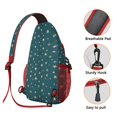 thumbnail image 3 of Sling Backpack,Teal Christmas Star Pattern Sling Bag with Water Bottle Holder,Waterproof Sling Bag for Men/Women with Headphone Jack for Hiking,Travel, 3 of 5
