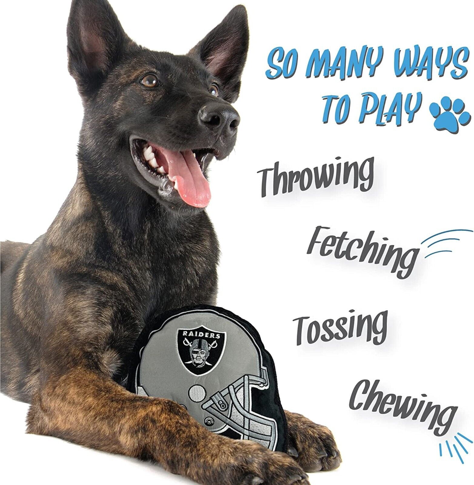 Pets First NFL Las Vegas Raiders Tough Helmet Pet Dog Toy Premium Quality with Built-in Squeaker Chew Toy