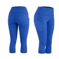 thumbnail image 4 of VV AVEORS Capri Leggings For Women Summer Stretch Capris High Waisted Pant Quick Dry Soft Workout Yoga Pants With Pockets Plus Size Blue S, 4 of 6