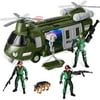 JOYIN Military Vehicles Toy Set of Friction Powered Transport Helicopter with Light and Sound Siren, and Soldier Army Men Action Figures for Kids