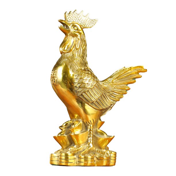 Estatua de gallo auspicioso lingotes riqueza Feng Shui escultura hogar oficina zodíaco chino ornamento decorativo colección de regalos de negocios
