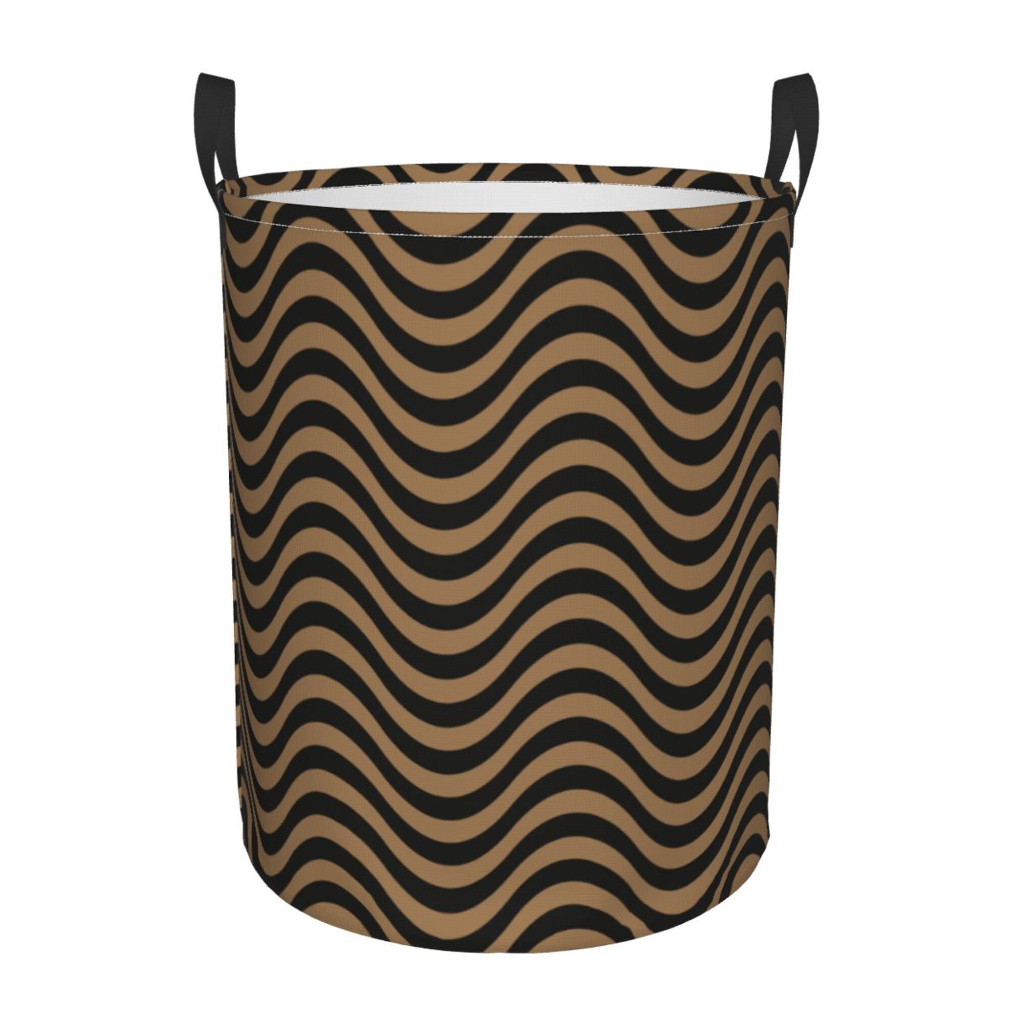 Wavy Black Laundry Basket Organizer Collapsible, Bathroom Dirty Clothes