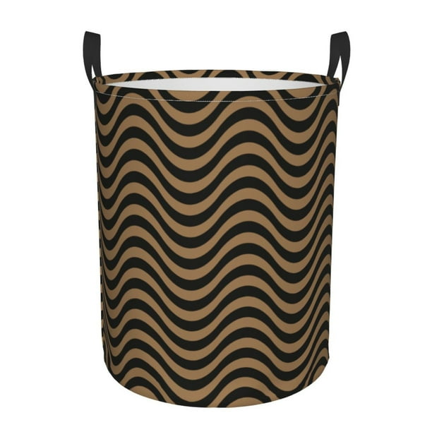 Wavy Black Laundry Basket Organizer Collapsible, Bathroom Dirty Clothes