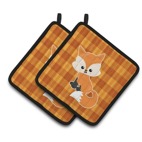 Baby Fox Gingham Pair of Pot Holders