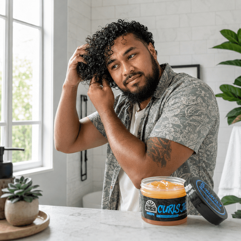 OKAY Men's Curl Jelly Styling Hair Gel, Curl Definer and Enhancer