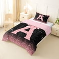 thumbnail image 2 of Manfei Kawaii Bow Personalized Initial A Twin Comforter Sets 3-Piece for Girls,Gradient Glitter Print Bedding Set for Kids Teens,Pink Reversible,Ultra Soft Home Decor, 2 of 6