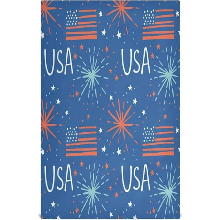 

Hyjoy 4Th of July Fireworks American Flag Kitchen Dish Towels Set of 1 Dishcloths Absorbent Soft Towels Hand Towels Tea Towels 18 x 28