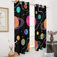 thumbnail image 3 of Neon Galaxy Planets Print 2 Panels 3D Printing Pattern Curtain for Bedroom Living Room Kitchen Window Decoration Home, 3 of 6