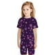 thumbnail image 4 of Balery Purple Snow Flakes Conjunto de Pijama Infantil de Manga Corta con Estampado – Ropa de Dormir de Algodón Suave-Medium, 4 of 4